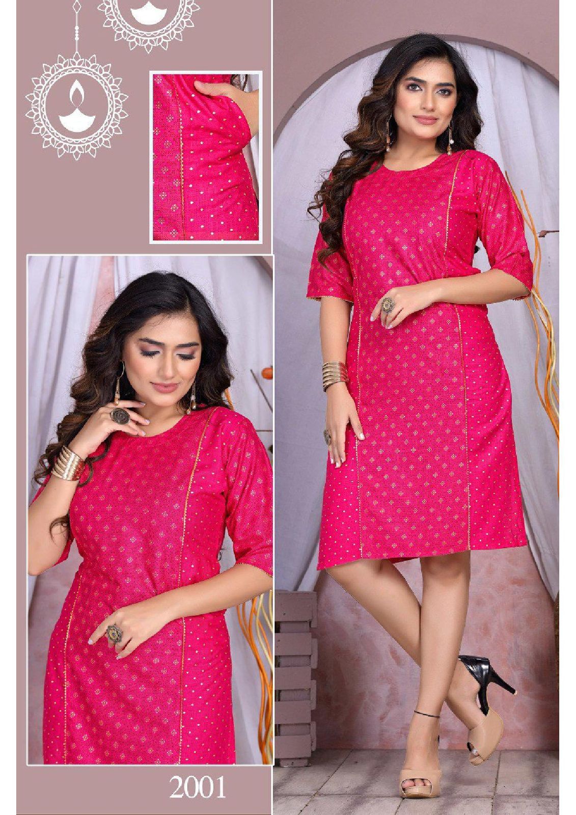 Golden Hi Class Wholesale Kurti Heavy Rayon With Foil Print Collection 